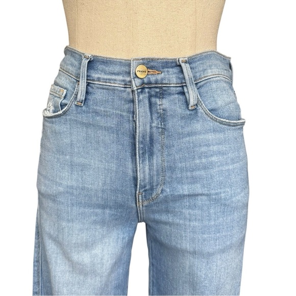 Frame Le Sylvie Slendor Straight Jeans in Overdrive Wash Distressed Blue 27 - Picture 3 of 9